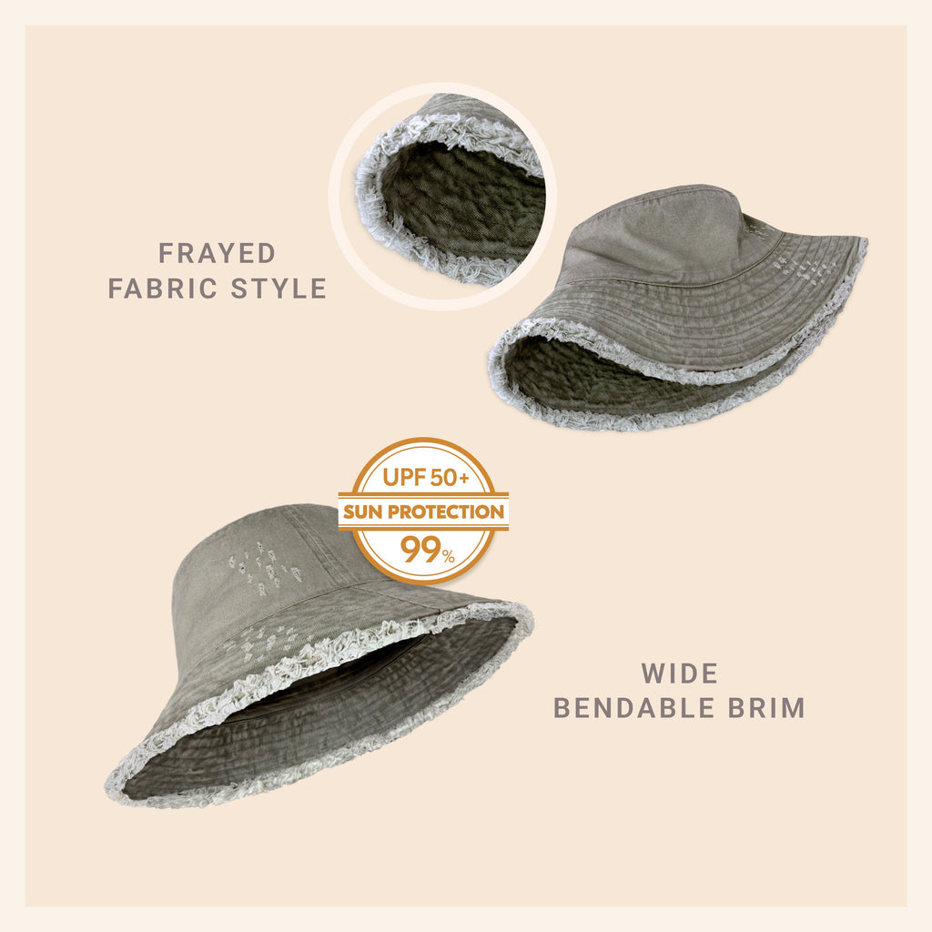 Frayed Cotton Bucket Hat for Summer – Stylish Casual Cotton Sun Hat