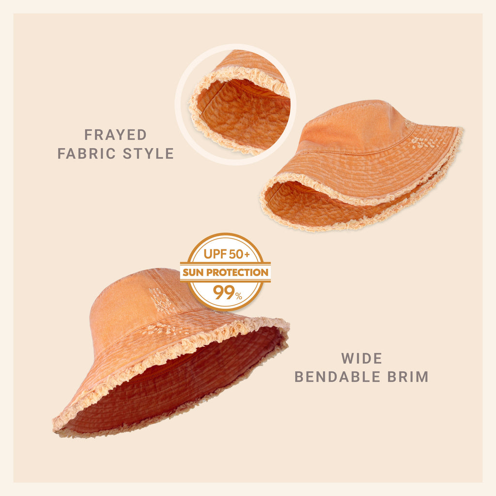 Frayed Cotton Bucket Hat for Summer – Stylish Casual Cotton Sun Hat