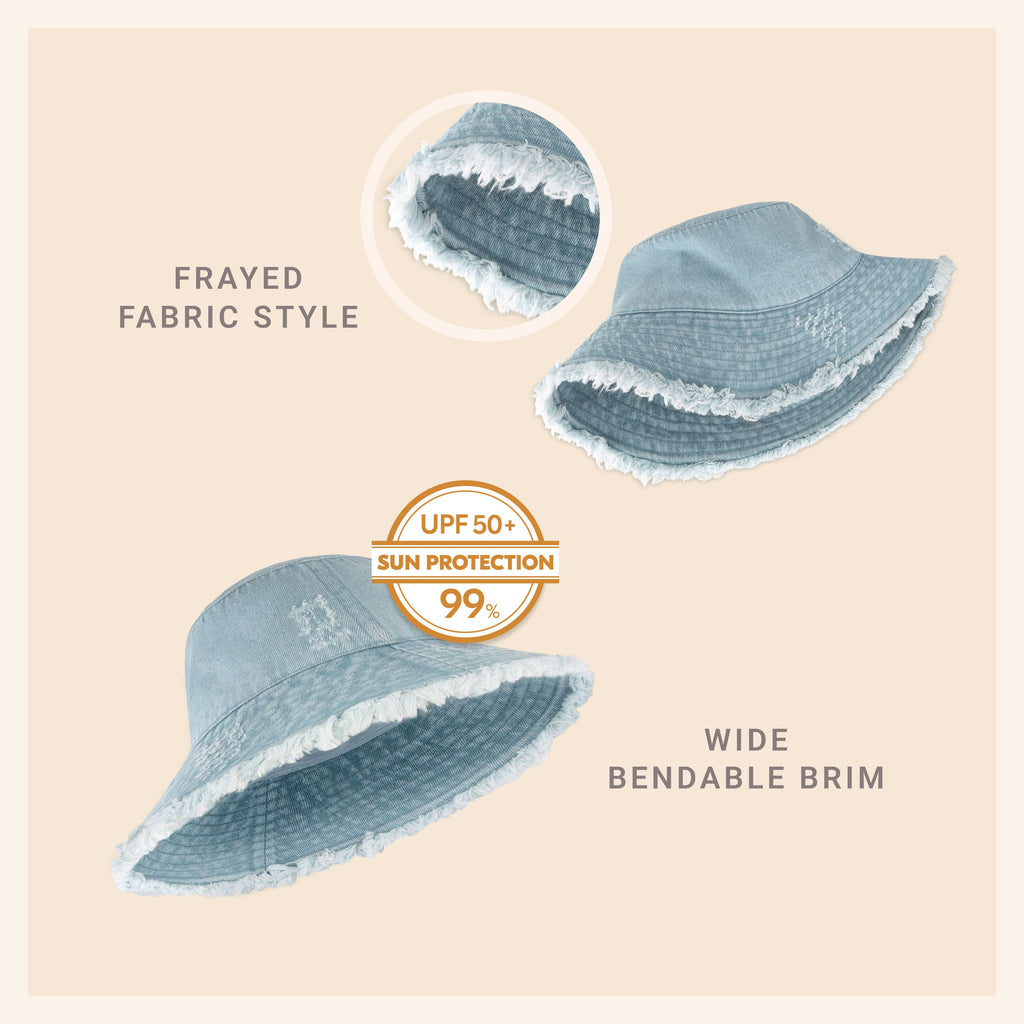 Frayed Cotton Bucket Hat for Summer – Stylish Casual Cotton Sun Hat