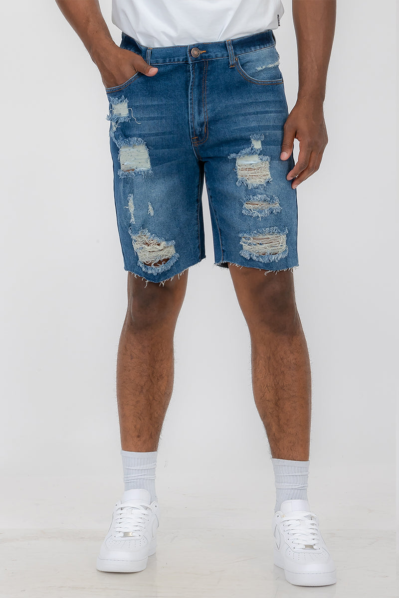 Washed Distressed Denim Shorts DSP1