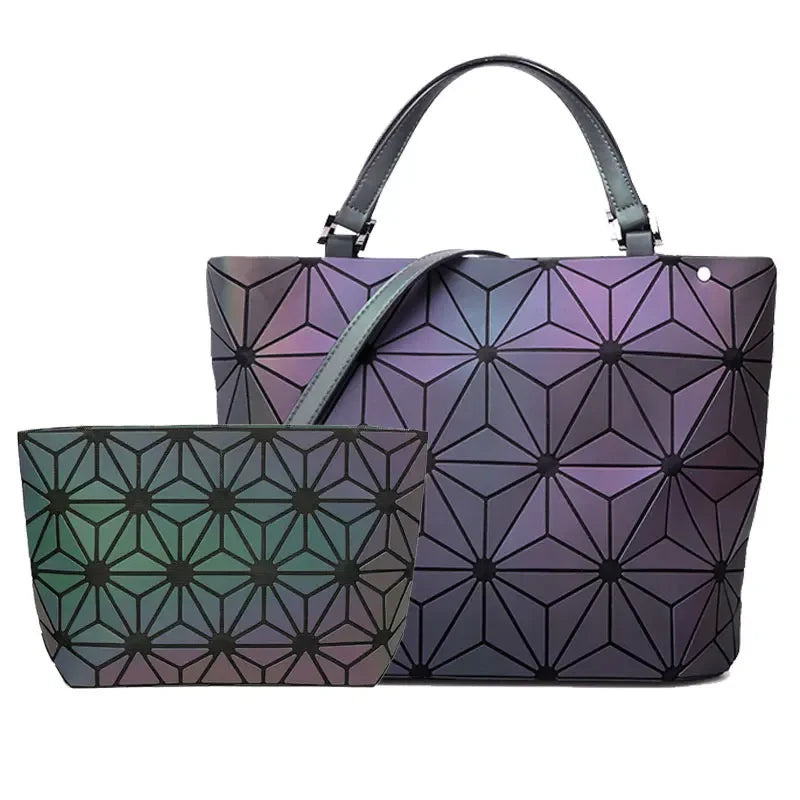 Luminous Bag Geometric Bags for Women 2021 Quilted Shoulder Bags Set Folding Totes Sac a Main Femme Handbags Bolsa Feminina