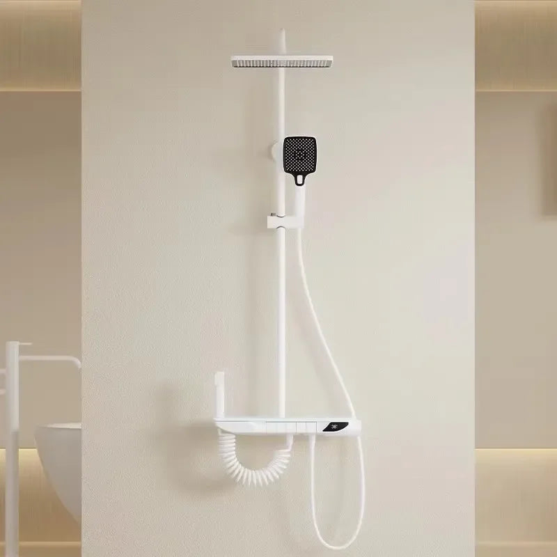 Smart Digital Thermostatic Shower Set Brass Piano Key Bathroom Faucet Single Handle Hotel Home Bath Rainfall Mixer Tap Kit