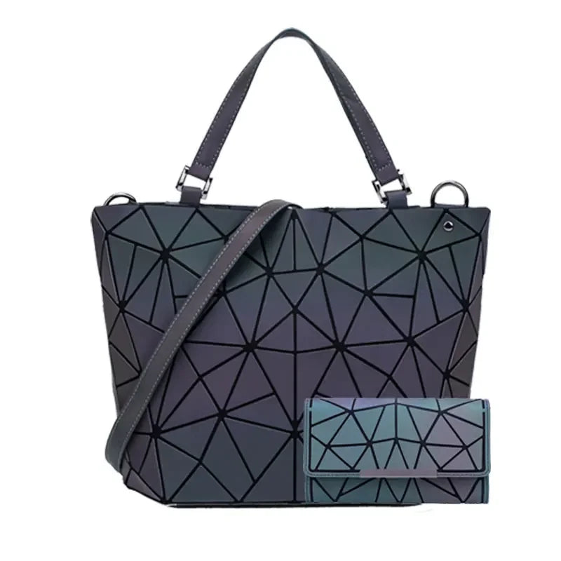 Luminous Bag Geometric Bags for Women 2021 Quilted Shoulder Bags Set Folding Totes Sac a Main Femme Handbags Bolsa Feminina