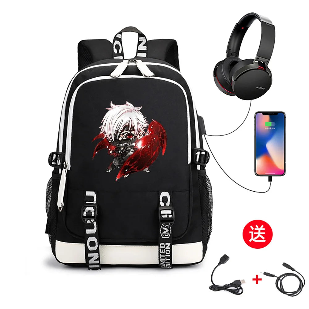 Anime Tokyo Ghoul Backpack Children Large Capacity School Bags Kaneki Ken Cartoon Travel Bag Laptop Men Knapsack