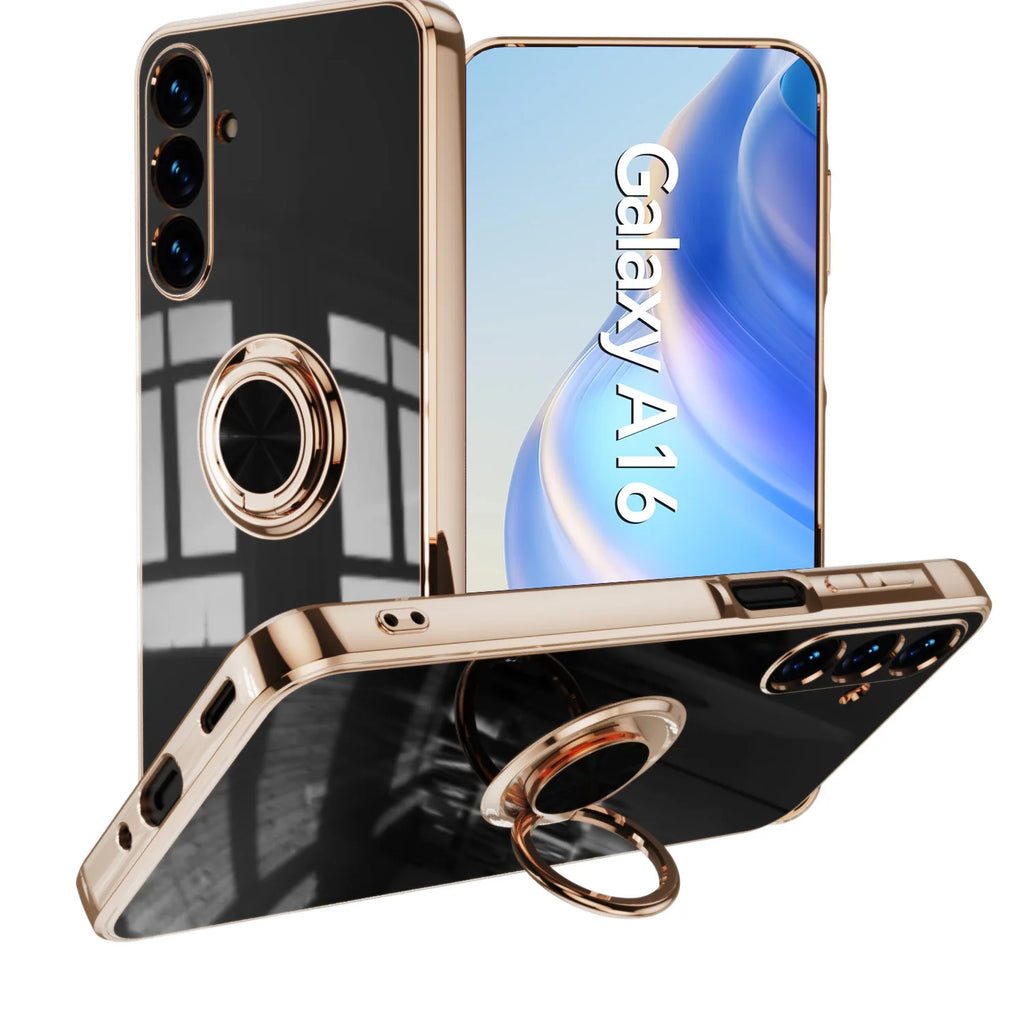 Luxury Plating Magnetic 360°Ring Holder Phone Case For Samsung Galaxy A07 A17 A56 A36 A16 A55 A35 A15 A54 A34 A53 A52 Back Cover