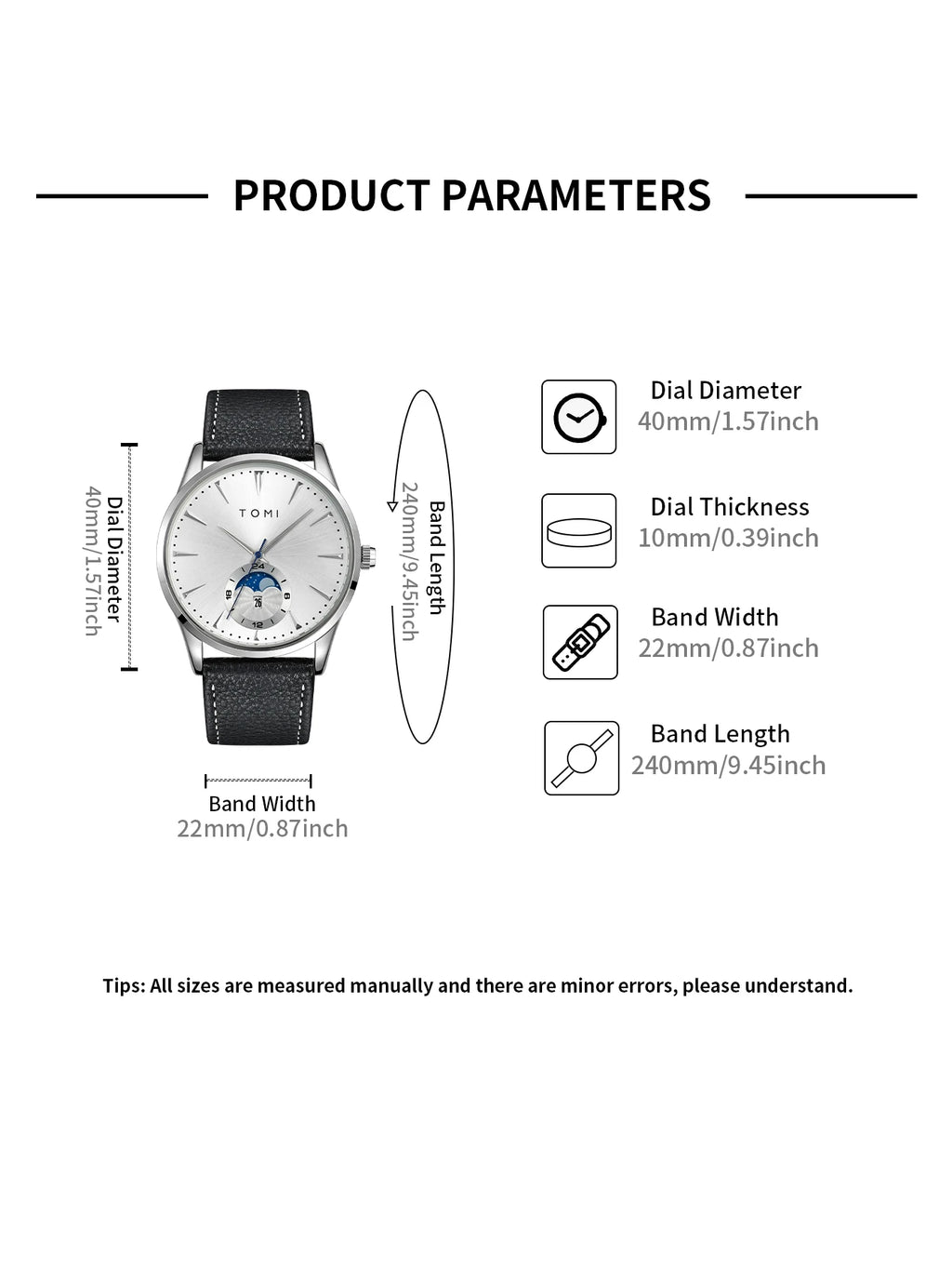 TOMI 2Pcs Men's Watch Gift Set with Pen Luxury Business Calendar Quartz Watch Suitable for Men's Birthday or Holiday Gift