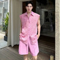 LUZHEN Tank Three-dimensional Patchwork Design Sleeveless 2025 Tops Summer Men's Elegant Handsome Shorts Two-piece Sets JY7065