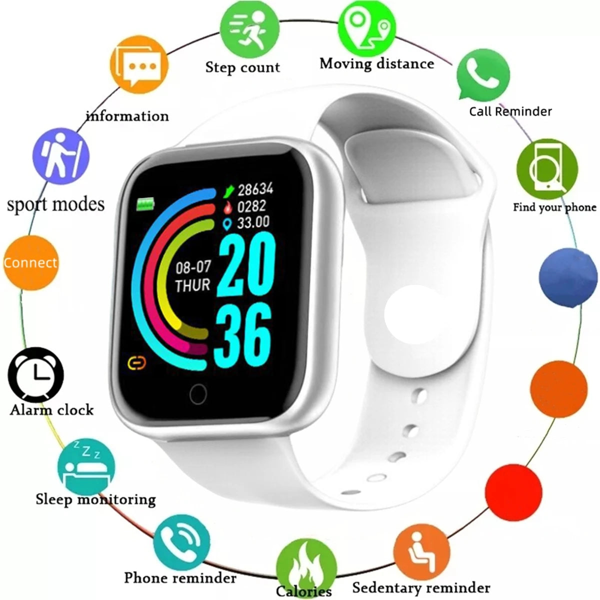 Men Watch Electronic Fitness Bracelet Smartwatch Smart Watch Y68 D20 Sleep Monitor Gift For IOS Android Smartphones Alarm Clock