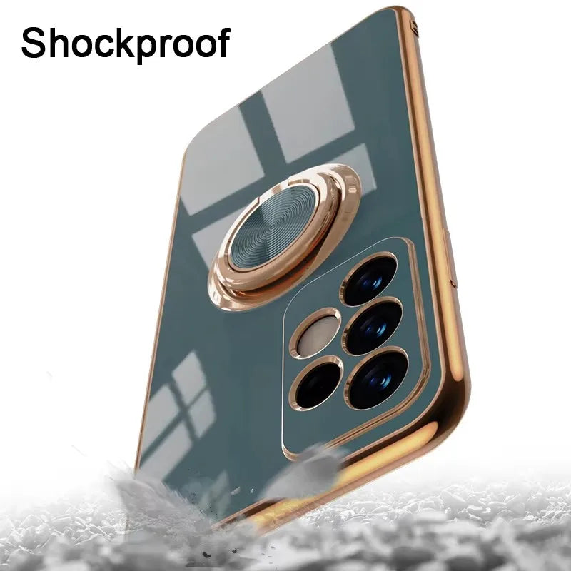 Luxury Plating Magnetic 360°Ring Holder Phone Case For Samsung Galaxy A07 A17 A56 A36 A16 A55 A35 A15 A54 A34 A53 A52 Back Cover