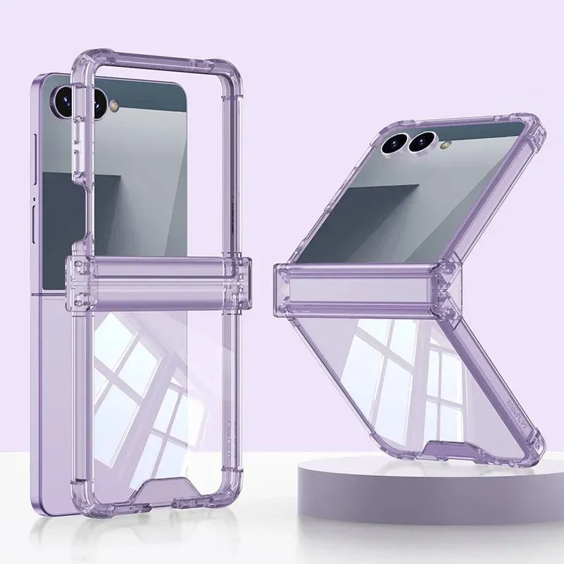 Luxury Ring Holder Airbag Hinge Protection Phone Case For Samsung Galaxy Z Flip7 FE  Z Flip 7 6 5 flip7 zflip6 Candy Clear Cover