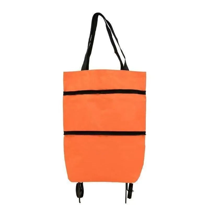 Foldable Shopping Bags with Wheels Portable Roller Tote Grocery Market Cart Caddy Oxford Fabric Reuseable Lightweight Bags Green