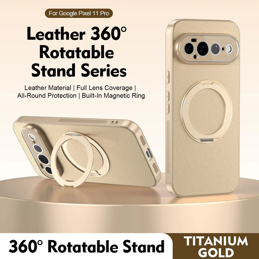 Ring Stand for Magsafe Magnetic Leather Phone Case for Google Pixel 11 10 9 Pro XL 10A 9A 8A Lens Protection Shockproof Cover