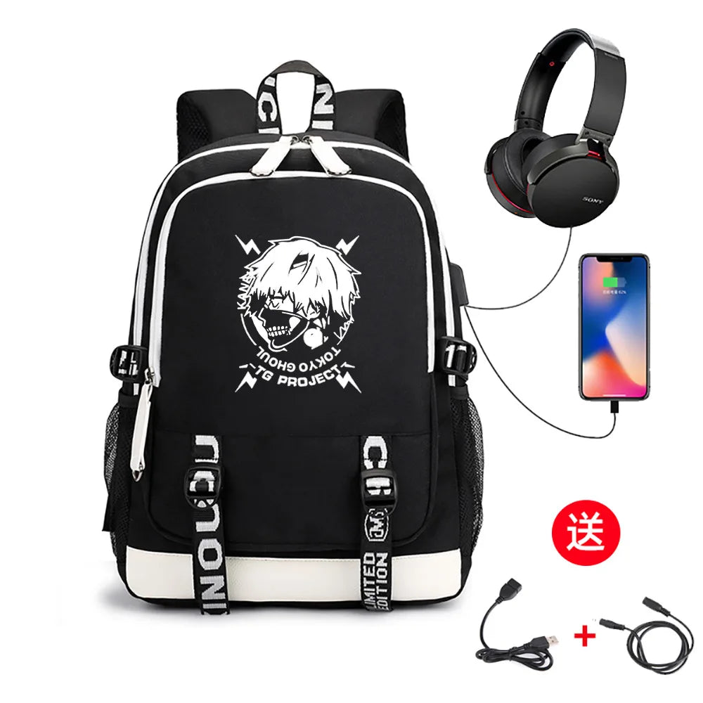 Anime Tokyo Ghoul Backpack Children Large Capacity School Bags Kaneki Ken Cartoon Travel Bag Laptop Men Knapsack