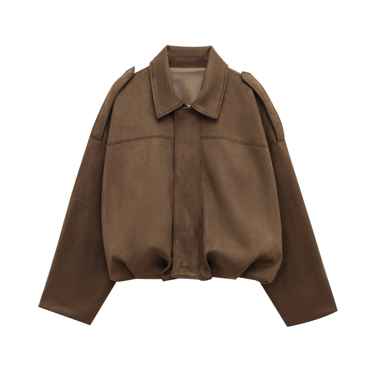 KONDALA 2025 Fall Winter Women's Bomber Jacket Lapel Long Sleeve Zipper Suede Jacket Women High Street Jackets Coats Outerwears