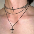 Personalized Punk Star Heart Cross Chain Double Layer Necklace For Men Women Y2K Fashion Trend Rock Party Grunge EMO Accessories