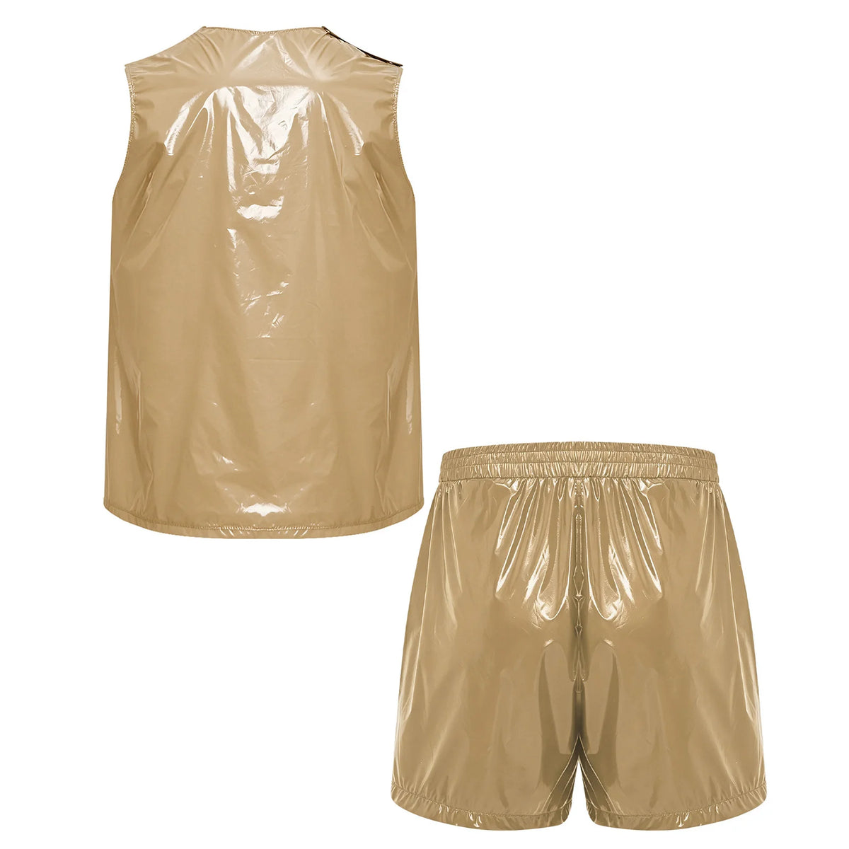 Mens Waterproof Sweat Tracksuit Sleeveless Tank Tops and Sides Buttons Boxer Shorts Workout Outfit for Senior Assisted Living