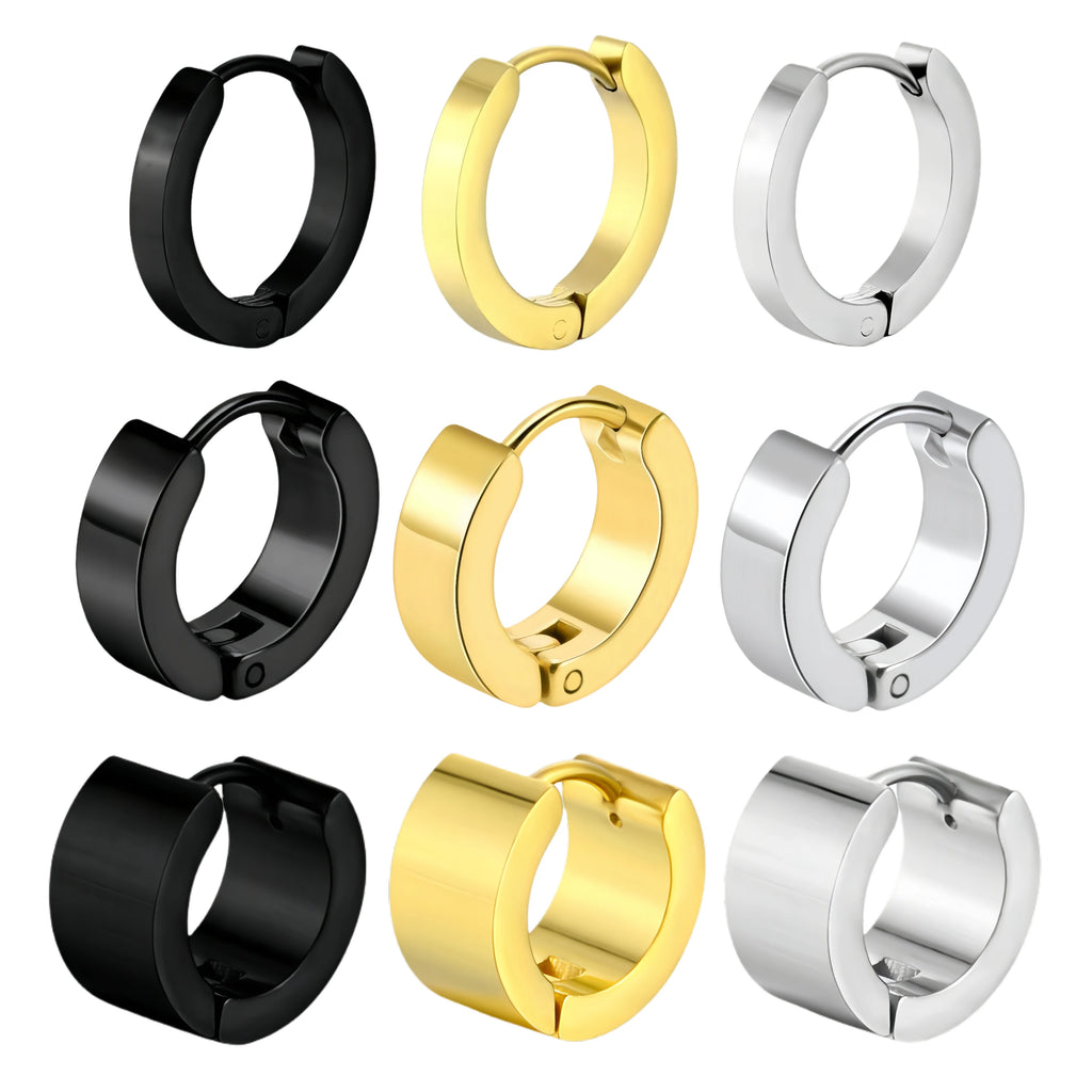 New 2025 Trend Men Stainless Steel Piercing Hoops Earrings Women Polished Minimalist Small Jewelry Y2k Accessories Width 3/4/7mm