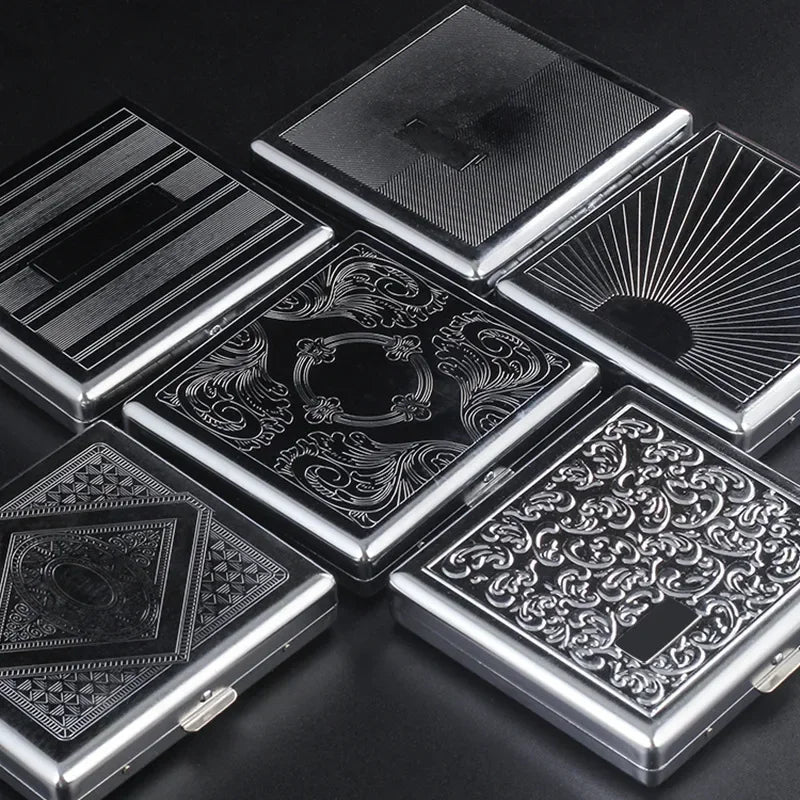 Metal Cigarette box stainless steel Embossed Portable Cigarette case personalized fashionable storage box Smoking Tool