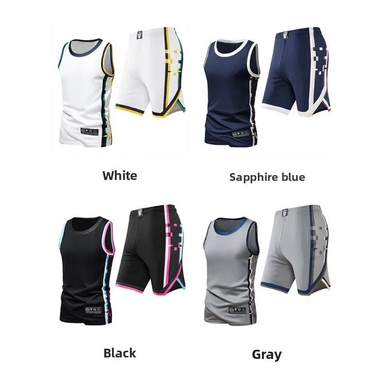 Men's Fashion Trend Sleeveless Vest Five Point Shorts 2-piece Set Summer Daily Outdoor Casual Trend Versatile Sportswear