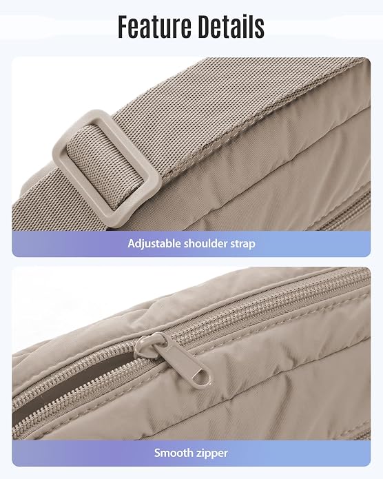 Mini Puffy Crossbody Bag for Women, Lightweight Travel Purse