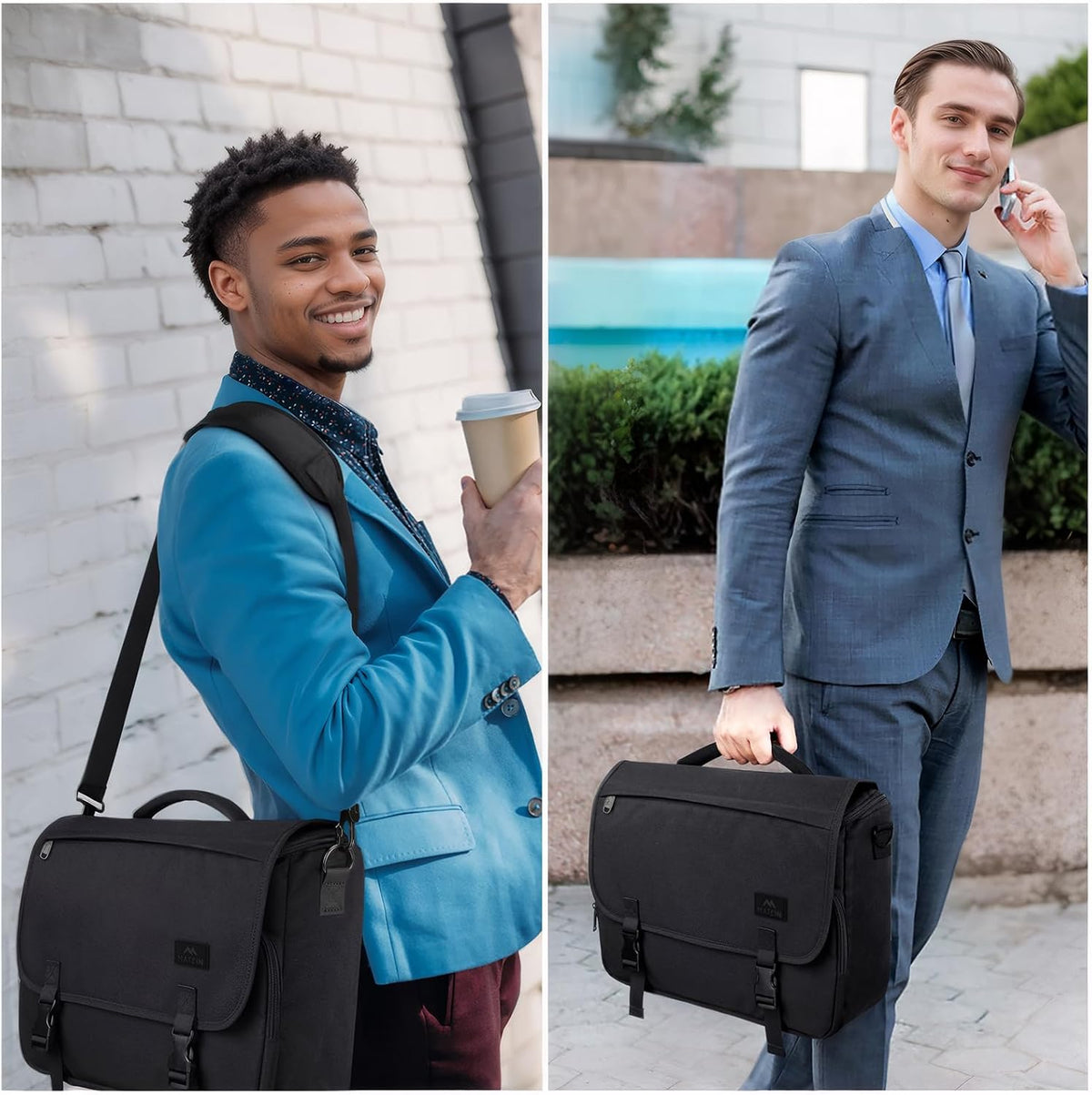 Messenger Laptop Bag for Men, 15.6" Work & College Briefcase