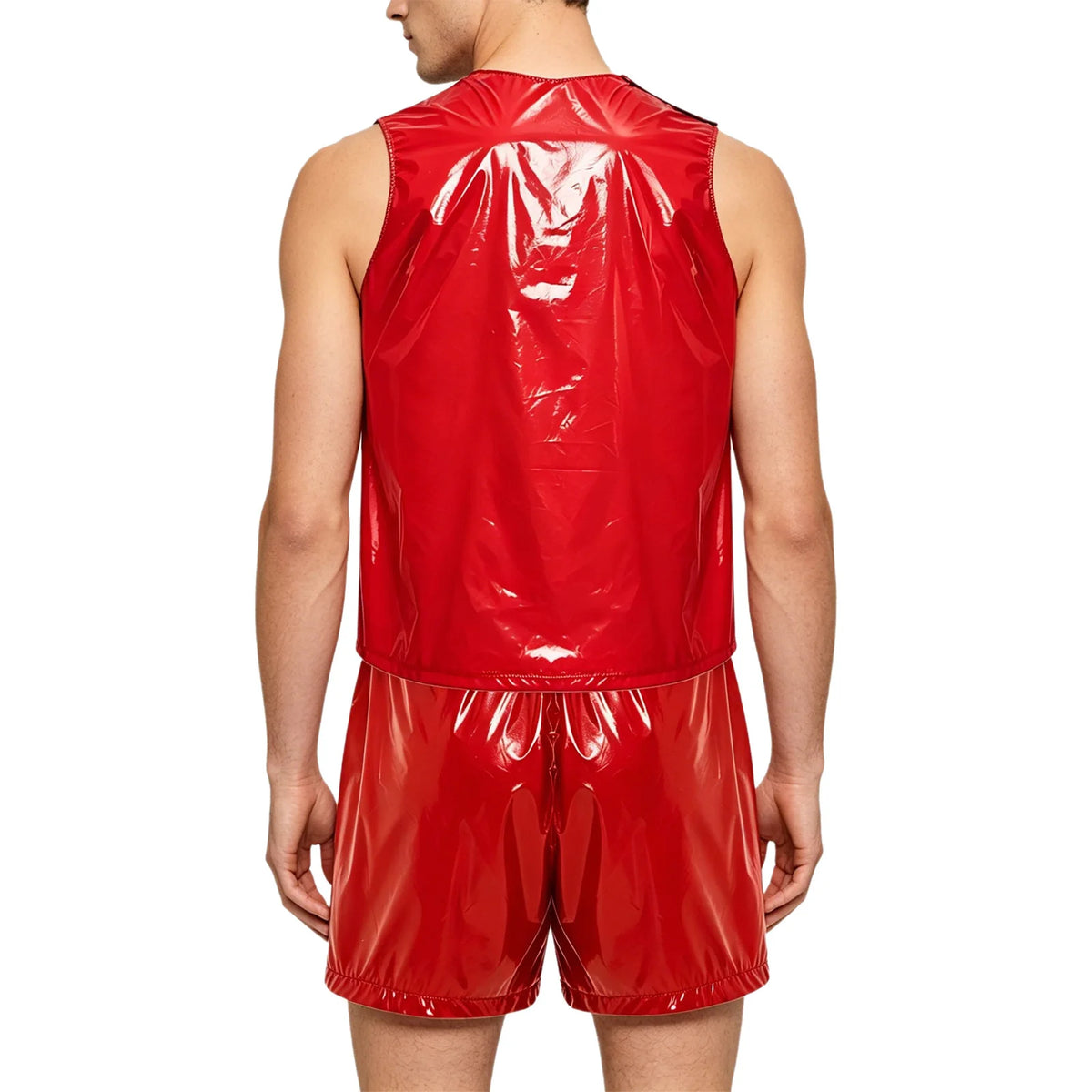 Mens Waterproof Sweat Tracksuit Sleeveless Tank Tops and Sides Buttons Boxer Shorts Workout Outfit for Senior Assisted Living