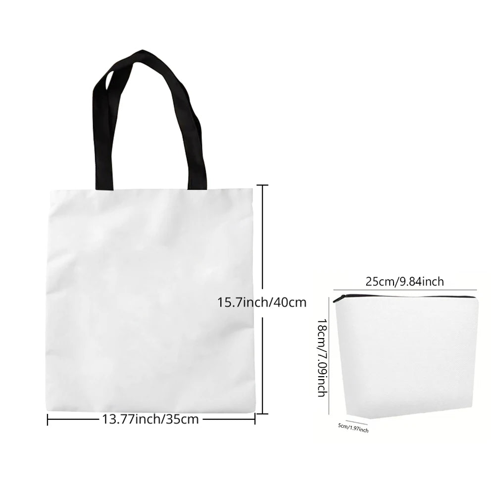 Chihuahua Dog Print Handbag Black Floral Pattern Tote Bags And Makeup Bag Combination For Shopping And Travel Portable Pouch