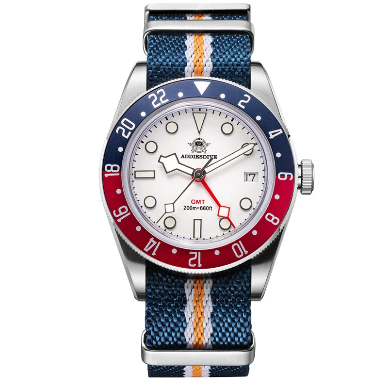 ADDIESDIVE TOP Men's Watches 20Bar Diving BGW9 Super Luminous AD2044 Swiss Ronda 515-24H GMT Watch Quartz Watch