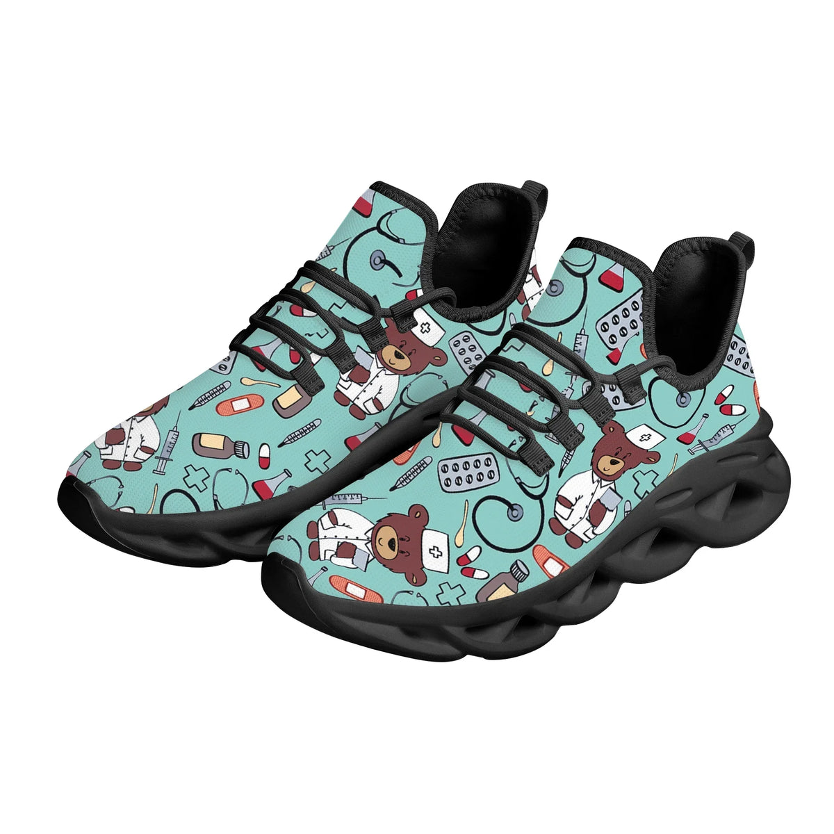 Pink Cartoon Doctor Nurse Shoes for Women Female Flats Shoes Running Sneakers Light Mesh Ladies Footwear chaussure femme