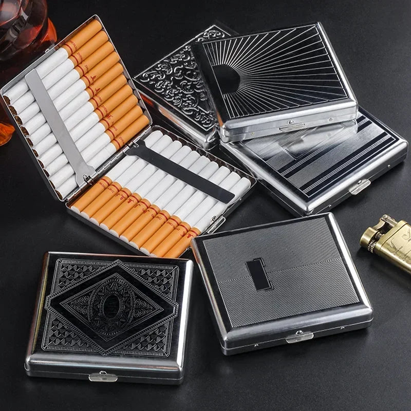 Metal Cigarette box stainless steel Embossed Portable Cigarette case personalized fashionable storage box Smoking Tool