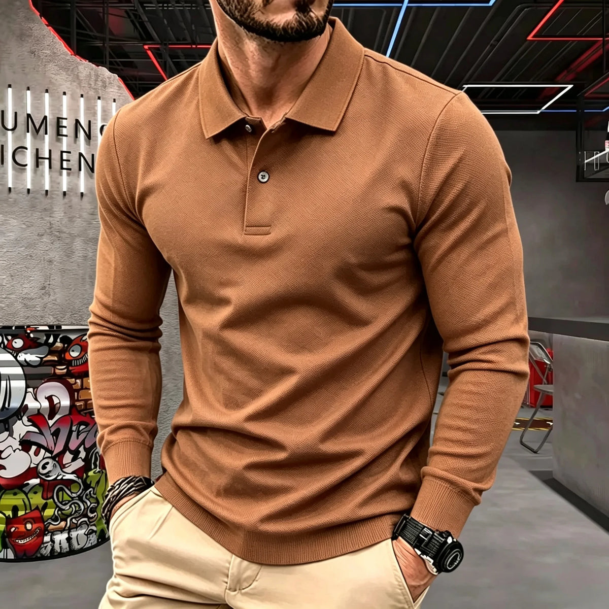 100% pure cotton high-end brand men's long sleeve polo shirt autumn winter fashionable luxury embroidery golf top casual T-shirt
