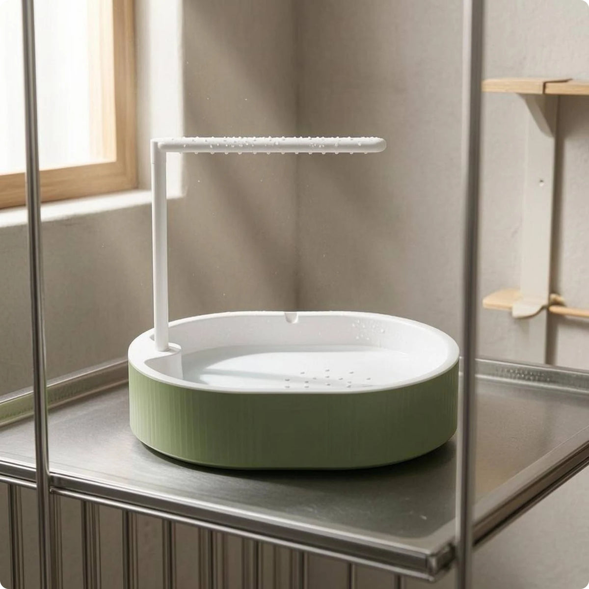 Parrot Bath Basin Green and White Bird Shower Bath Parrot Bathtub Plastic Pet Accessory Transparent