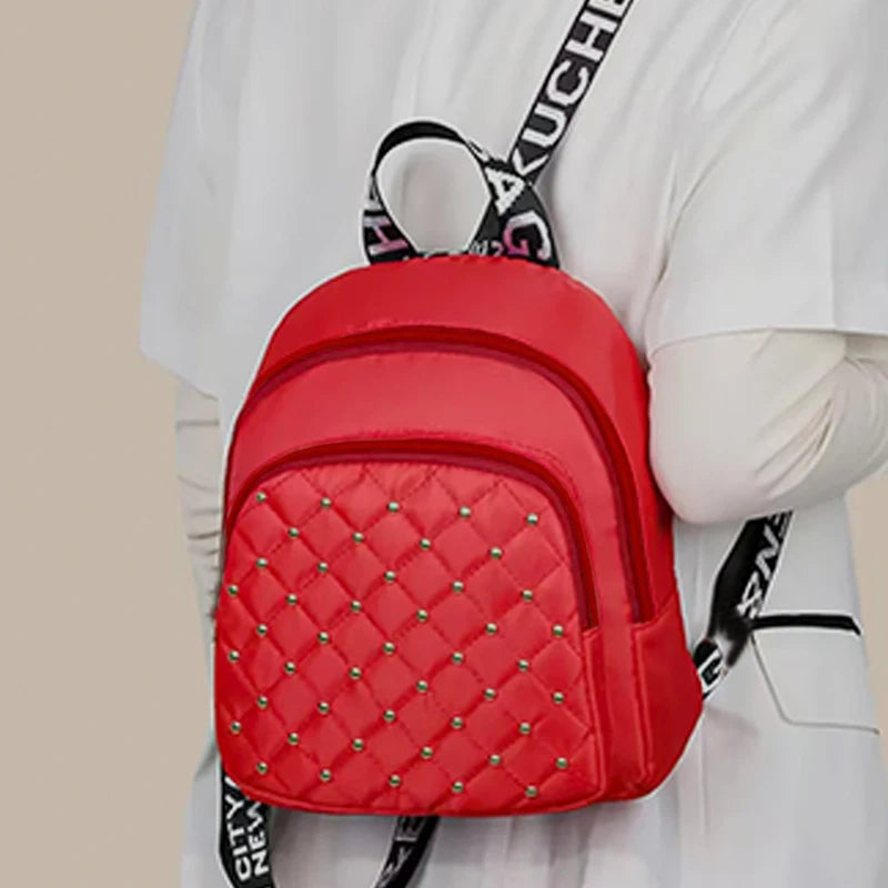 Chic Stylish Studded Backpack Multi-Color Quilted Adjustable-Strap Lightweight for Daily Commute Casual Functional Stylish Bag