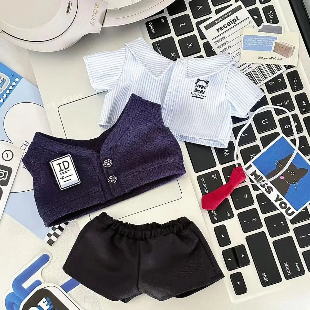 20cm Doll Clothes Multicolor Replacement Outfit Miniature School Uniform Doll Accessoires Toy Doll Shirt Vest Pants