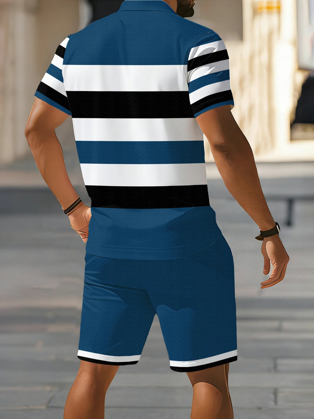 2026 Summer Men's Polo Shirt Set - 3D Printed Design Breathable Lightweight Comfortable Fashionable Outdoor Men's Clothing
