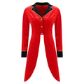 Womens Circus Ringmaster Jacket Tailcoat Showman Costume Halloween Carnival Cosplay Medieval Royal Princess Velvet Blazers Coat
