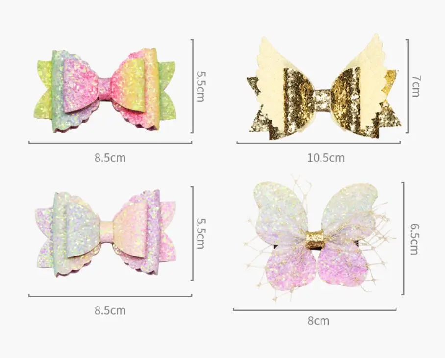 2pcs Girls Handmade Sequins butterfly Hair Clips Shiny Glitter Cute Hairpins Daily School Barrettes Headwear Accessoires J116