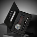 TOMI 2Pcs Men's Watch Gift Set with Pen Luxury Business Calendar Quartz Watch Suitable for Men's Birthday or Holiday Gift