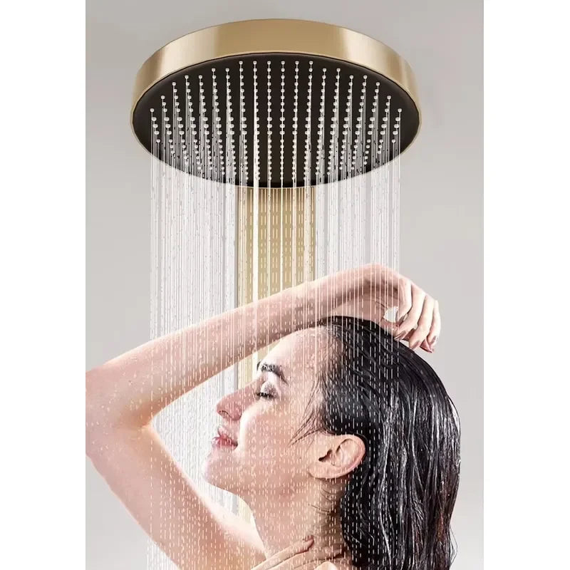 Brass Rainfall Shower Panel Set Digital Display Wall Mounted Bathroom SPA System Multifunctional Smart Shower Head Kit for