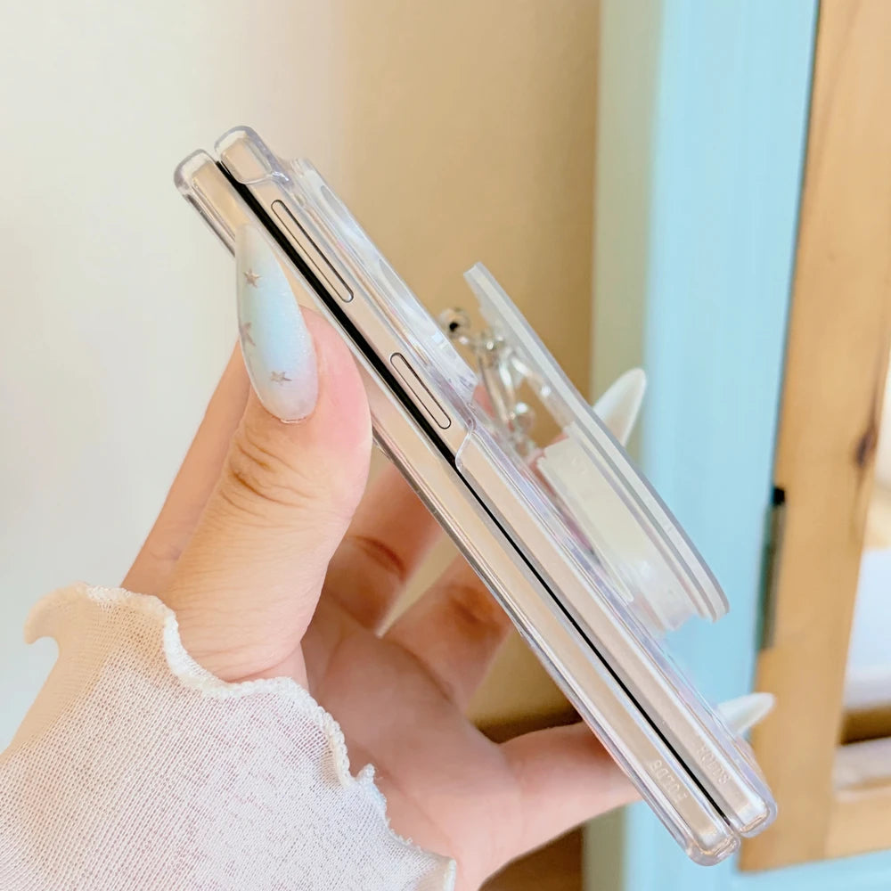 Kawaii Cute Cartoon Miffy Rabbit  Stand Holder Phone Case For Samsung Galaxy Z Fold 8 Hard Cover For Z Fold 7 6 5 4 Case