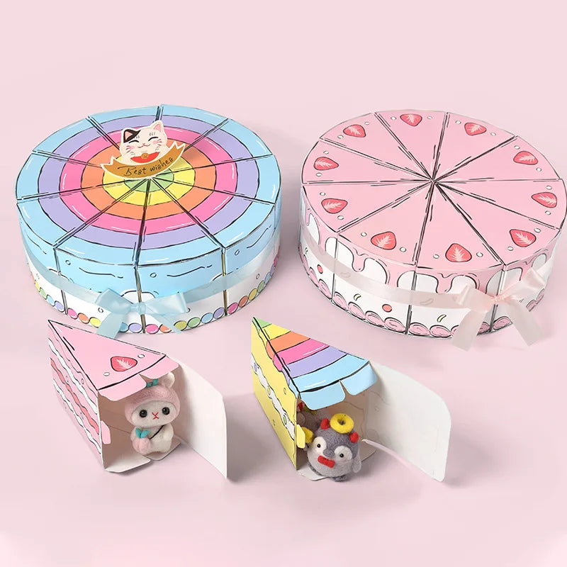 Triangular Cake Shaped Paper Gift Box Creative Candy Cookie Packaging Box Birthday Party Wedding Favor Table Decor Supplies