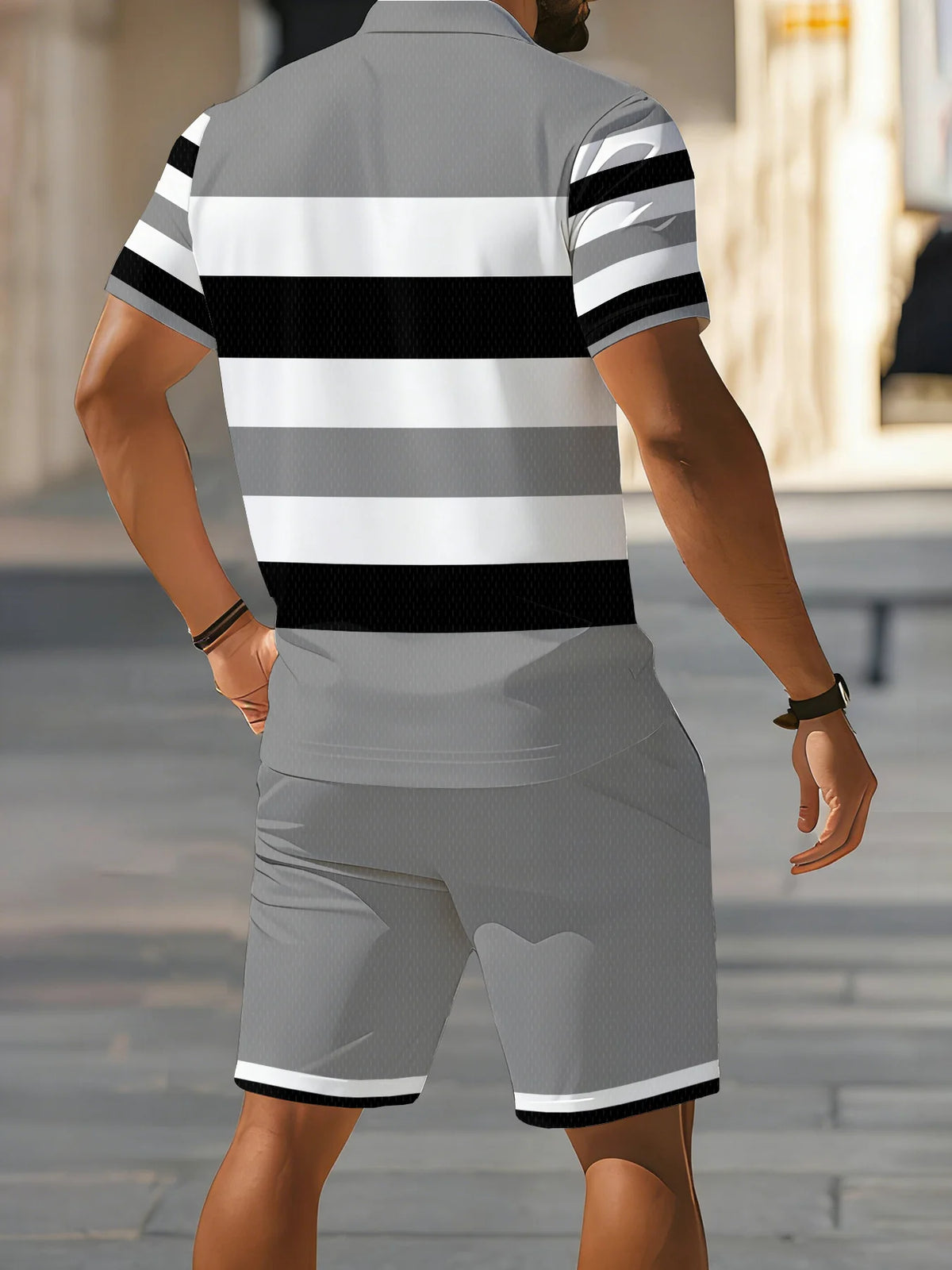 2026 Summer Men's Polo Shirt Set - 3D Printed Design Breathable Lightweight Comfortable Fashionable Outdoor Men's Clothing