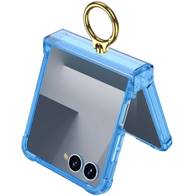 Luxury Ring Holder Airbag Hinge Protection Phone Case For Samsung Galaxy Z Flip7 FE  Z Flip 7 6 5 flip7 zflip6 Candy Clear Cover