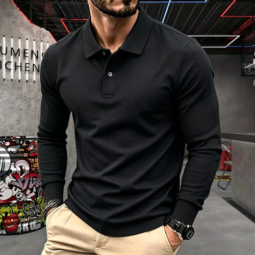 100% pure cotton high-end brand men's long sleeve polo shirt autumn winter fashionable luxury embroidery golf top casual T-shirt