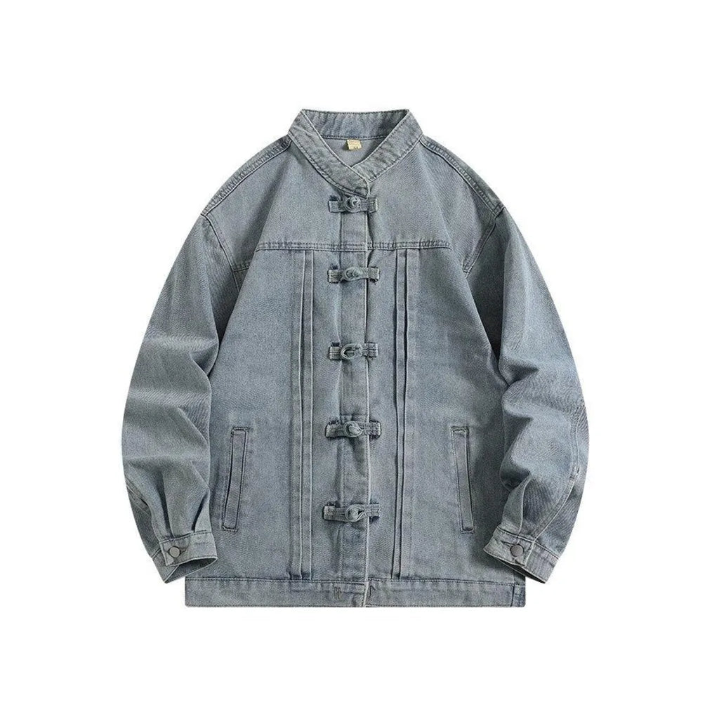 Vintage Chinese Style Denim Jacket Men Streetwear Oriental Clothes Autumn Male Jeans Coat 2026 Fashion Hip Hop Loose Outerwear