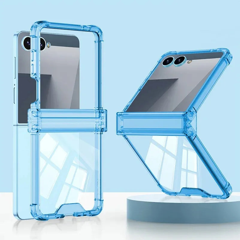 Luxury Ring Holder Airbag Hinge Protection Phone Case For Samsung Galaxy Z Flip7 FE  Z Flip 7 6 5 flip7 zflip6 Candy Clear Cover