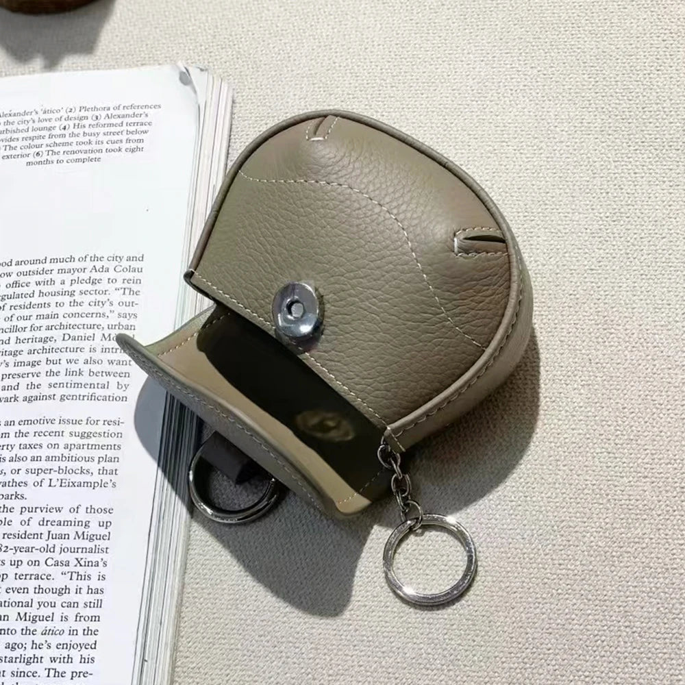 Universal Model Luxury Earphone Bag Fancy Lovely Real Leather Bluetooth Earbuds Case Holder With Keyring Small Item Storage Bag