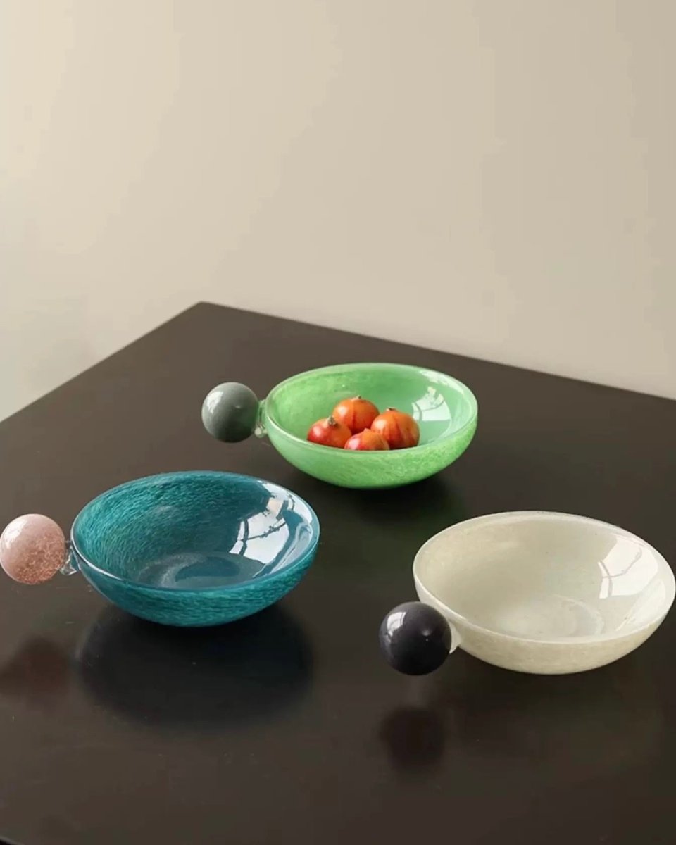 Handblown Bonbon Whimsical Salad Snack Desert Bowl, Eclectic