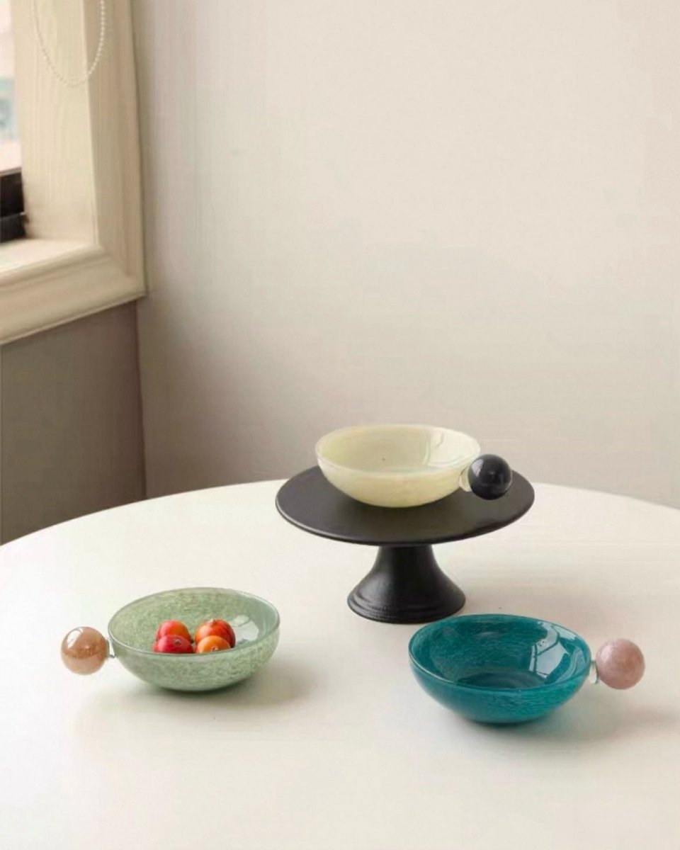 Handblown Bonbon Whimsical Salad Snack Desert Bowl, Eclectic