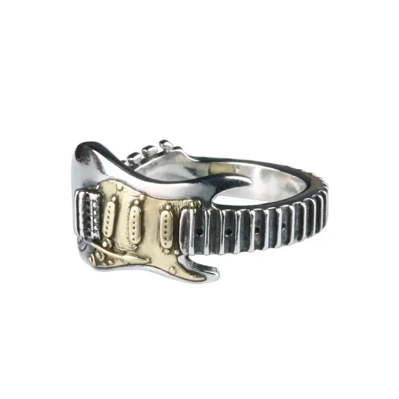 New Fashion Creative Men's Trend Electric Guitar Open Ring Rock Gothic Punk Party Accessories Jewelry Gift Wholesale
